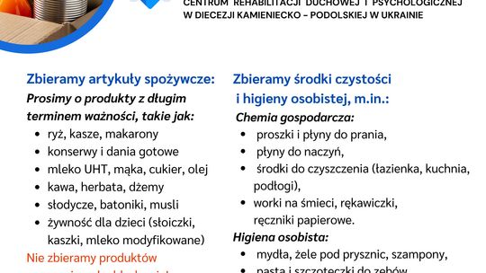 Gmina Kozienice: zbiórka na rzecz podopiecznych Centrum im. Świętego Jana Pawła II w Diecezji Kamieniecko-Podolskiej w Ukrainie.