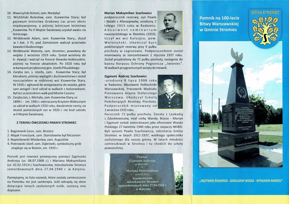 Z uroczystości odsłonięcia i poświęcenia pomnika 100-lecia Bitwy Warszawskiej 1920 r. w Stromcu - 24 czerwiec 2021 r.