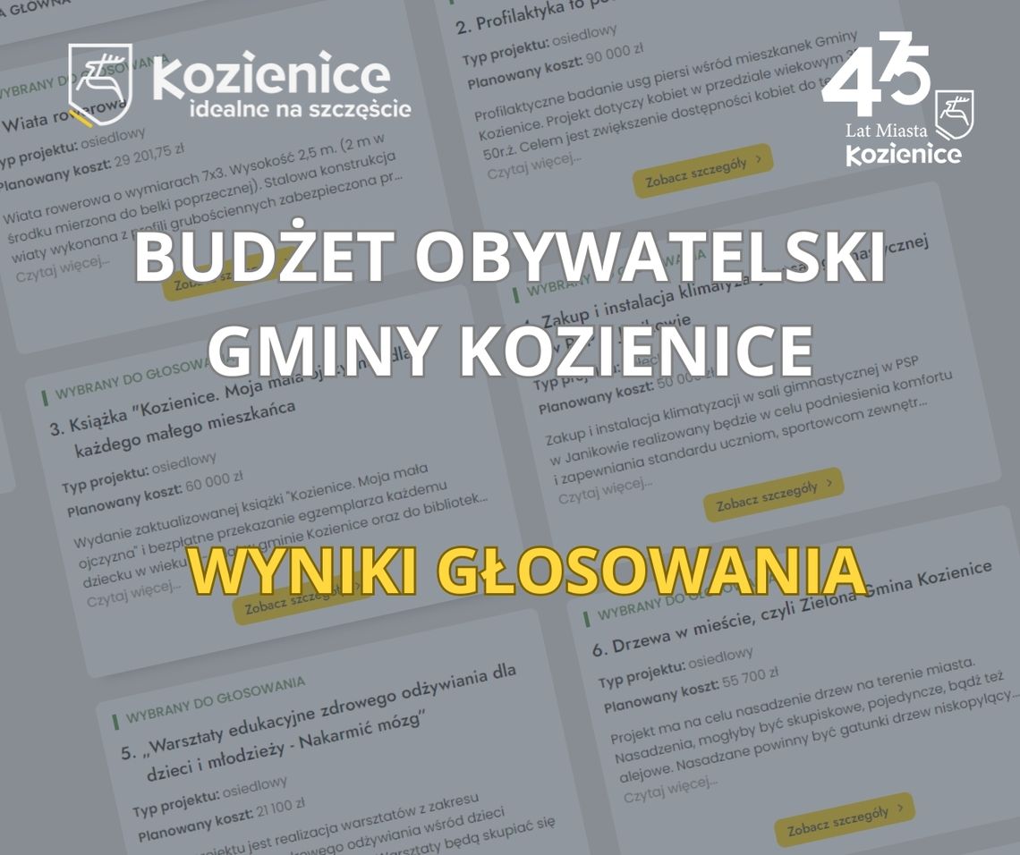 Znamy wyniki BO w Kozienicach – jak głosowali mieszkańcy?