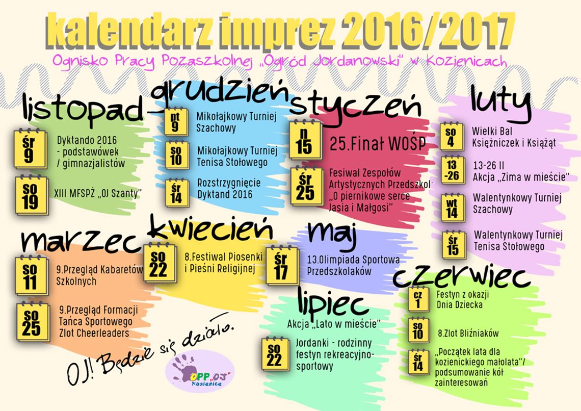 Kalendarz imprez "Ogródka Jordanowskiego" 2016/2017